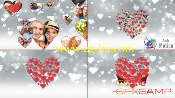 Apple Motion模板-浪漫爱心爱情片头 Romantic Hearts Opener的图片1