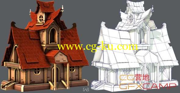 卡通游戏房屋3D模型 Cubebrush - House Cartoon V02的图片1