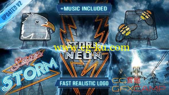 AE模板-高压电风暴霓虹灯Logo动画 Neon Storm Logo Intro的图片1
