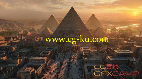 埃及金字塔3D模型 Kitbash3D - Egypt (Maya/MAX/FBX/OBJ)的图片1