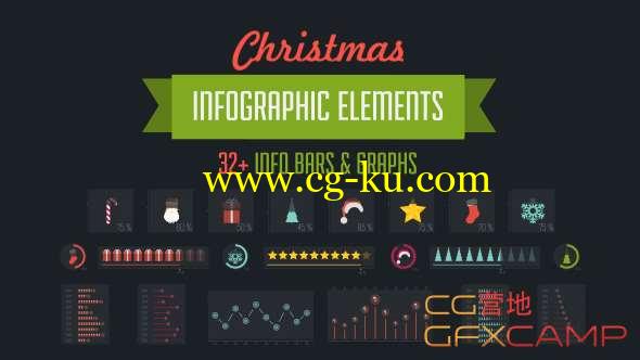 AE模板-扁平化圣诞节信息数据动画 32 Christmas Infographic Elements的图片1