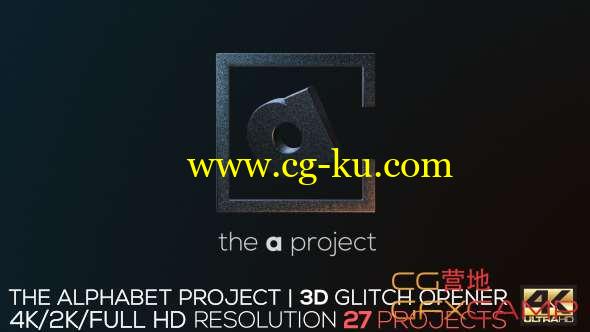 AE模板-三维文字字母Logo动画 The Alphabet Project3D Glitch Opener的图片1