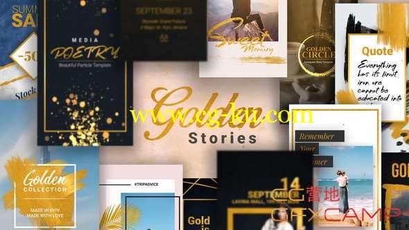 AE模板-金色时尚奢华INS网络视频包装宣传 Golden Stories Animated Stories for Instagram的图片1