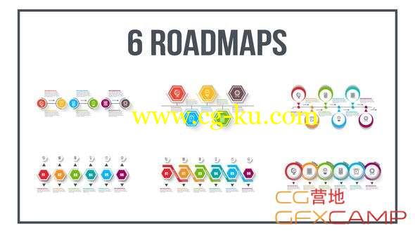 AE模板-阶梯式时间线介绍动画 6 Roadmaps Templates - Set Four的图片1