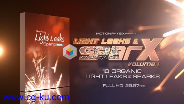 10组火花粒子碰撞飞溅光效动画视频素材Light Leaks and Sparks Vol 1的图片1
