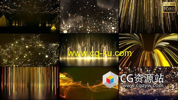 10组循环金色闪烁发光粒子背景视频素材的图片1