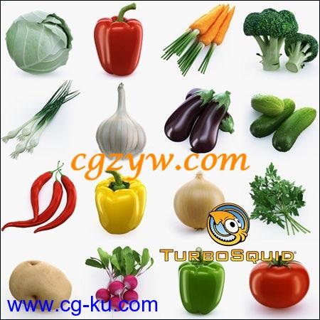 14种蔬菜C4D模型 TurboSquid – Collection of Vegetables的图片1