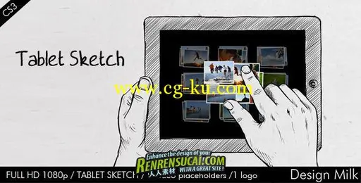 《平板电脑使用演示 AE包装模板》Videohive tablet sketch 674364的图片1