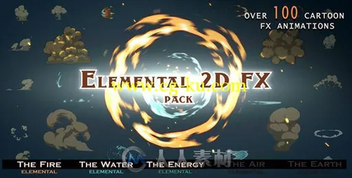 100组二维特效动画AE模板与视频素材合辑 Videohive Elemental 2D FX pack Motion G...的图片1