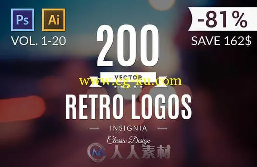 200组复古Logo标识PSD模板 Creativemarket 200 Retro Logos Part All Volumes 329409的图片1