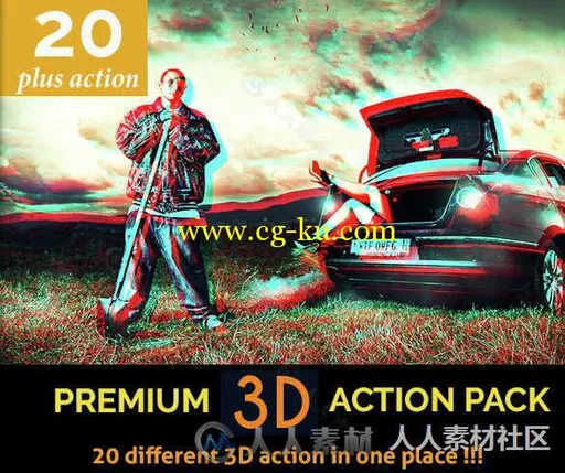 20组三维立体艺术特效PS动作 Graphicriver Premium 3D Action Pack 20+ Action 149...的图片1