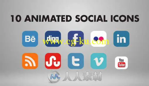 10组社交网站图标动画AE模板 BLUEFX 10 Animated Social Icons的图片1