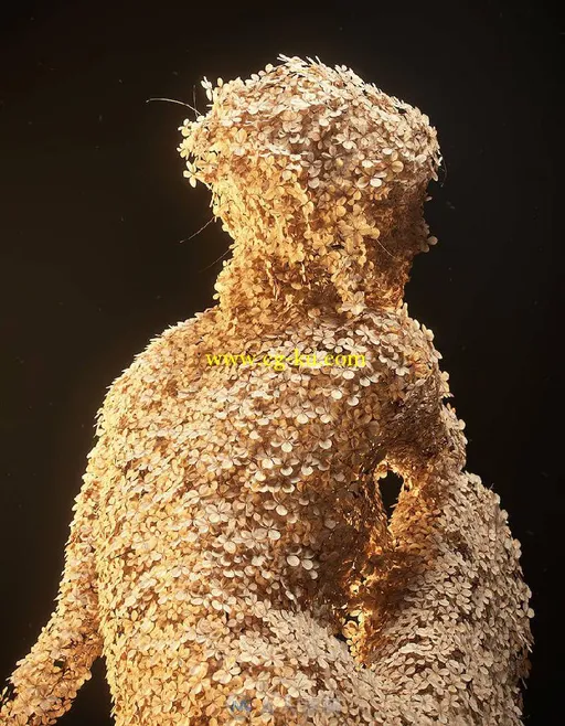 花瓣黏贴成的女人-Digital Woman Sculptures Shaped by Flowers的图片3