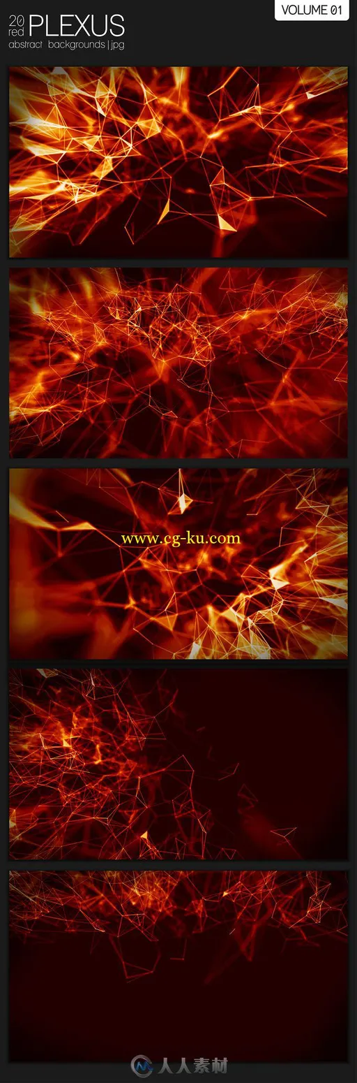 20款红色神经丛林背景高清图片20 Red Abstract Plexus Backgrounds 682318的图片3
