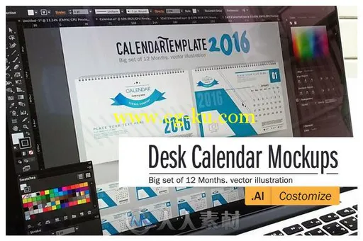 2016年桌面台历展示AI模板Desk_Calendar_2016_Mockups_的图片2
