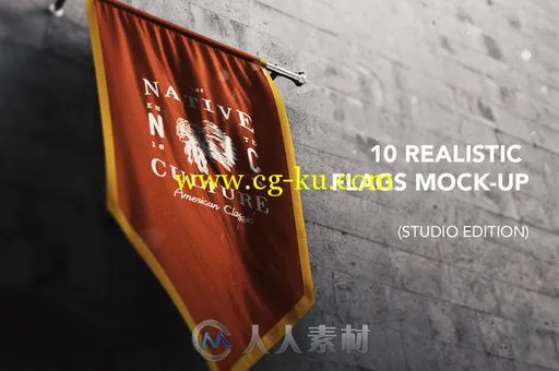 10款真实3D旗帜展示PSD模板10 Realistic 3D Flags Mock-Up的图片1