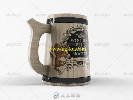 木制啤酒杯展示PSD模板wooden-beer-mug-mock-up-8435828的图片1
