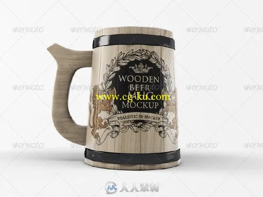 木制啤酒杯展示PSD模板wooden-beer-mug-mock-up-8435828的图片2