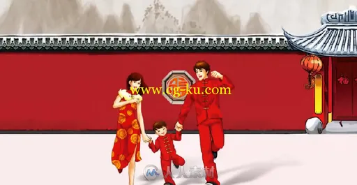 2017鸡年中国风红灯笼新年春节拜年年会联欢晚会开场片头AE模板的图片3