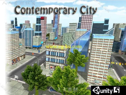 现代市中心城市环境3D模型Unity游戏素材资源的图片1