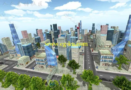 现代市中心城市环境3D模型Unity游戏素材资源的图片3