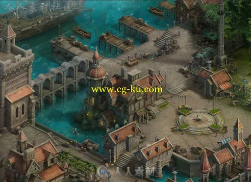 【战天堂】欧式写实魔幻风格2.5D场景主城地图3D模型的图片2