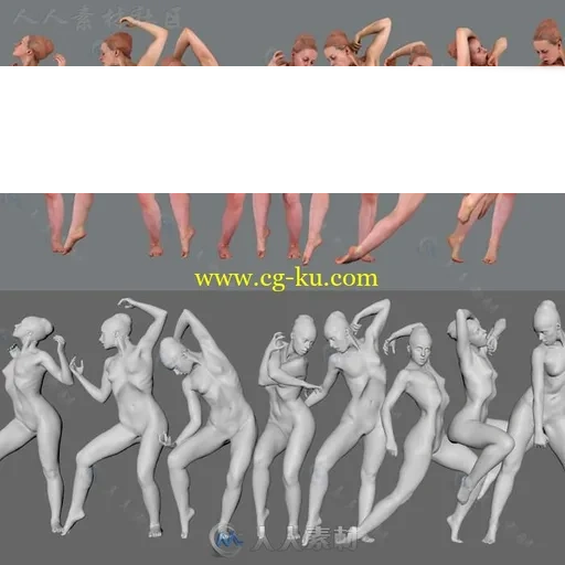 10组高分辨率真实扫描女性模型与贴图合辑 ANATOMY360 FEMALE 03 POSE PACK的图片1