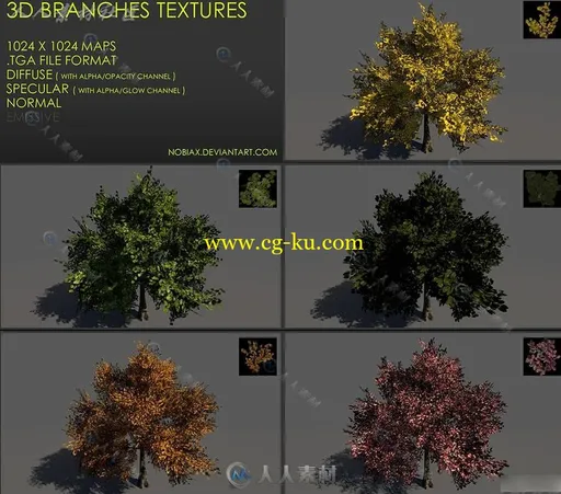 超逼真3D效果树枝贴图纹理Free 3D branches textures 01的图片1