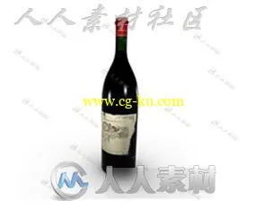 好喝又好看的红酒、葡萄酒C4D酒瓶模型的图片1