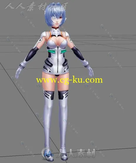 日式美女战士科幻手游3D模型的图片1