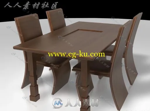 超精致C4D餐桌、餐椅模型的图片1