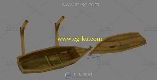 废旧的小木船3D模型的图片1