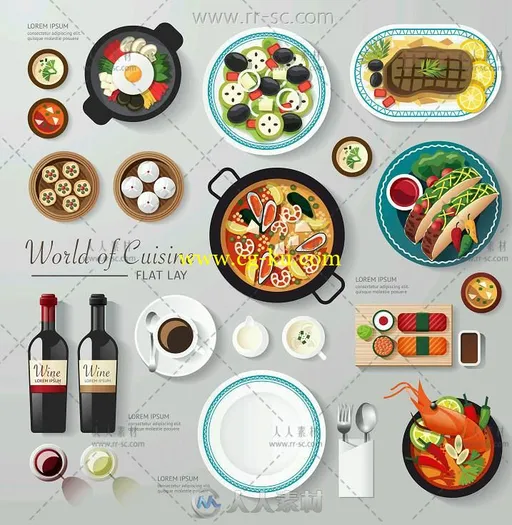 美食菜肴料理平面图EPS矢量设计素材的图片1