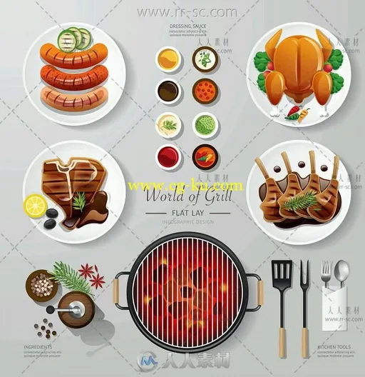 美食菜肴料理平面图EPS矢量设计素材的图片2