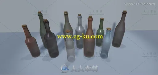 各种玻璃瓶道具3D模型Unity游戏素材资源的图片3