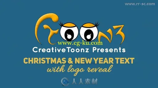 创意圣诞节和新年卡通文字与标志展示AE模板的图片3