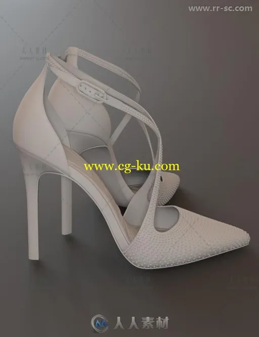时尚交叉样式女性高跟鞋3D模型合辑的图片9