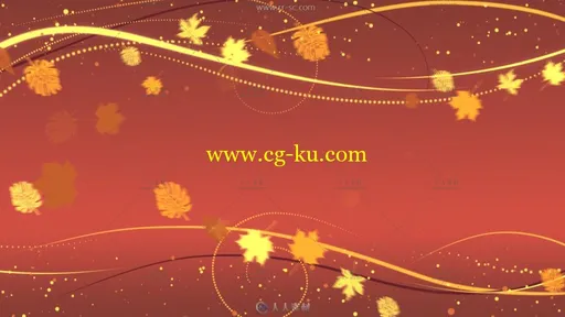 唯美金色秋季枫叶空中飞舞舞台背景视频素材的图片2