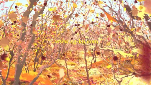 唯美金色秋季枫叶空中飞舞舞台背景视频素材的图片3