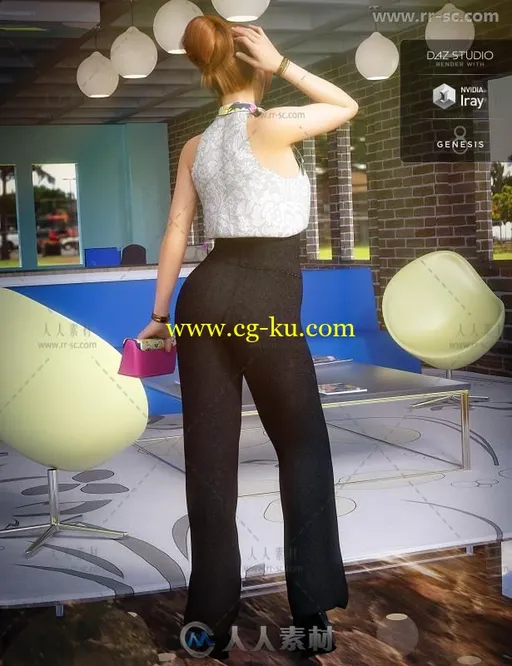 现代经典办公风格女性服装套装3D模型合辑的图片3