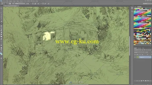 木屋水彩风格数字绘画实例训练视频教程的图片3