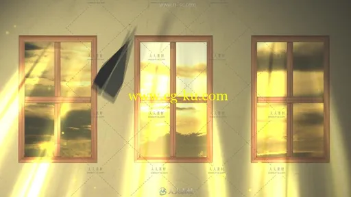 金色阳光照射纸飞机飞翔背景视频素材的图片2