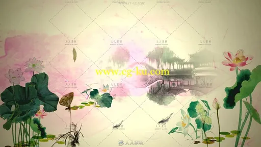 中国风水墨晕染江南水乡古典LED背景视频素材的图片2