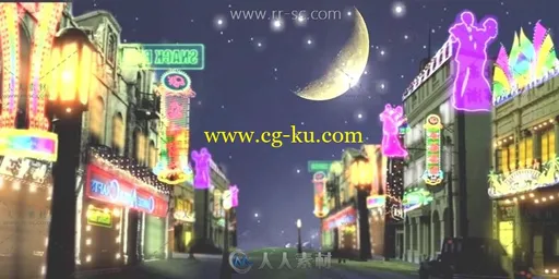 繁华夜上海霓虹灯闪烁不夜城舞台背景视频素材的图片1