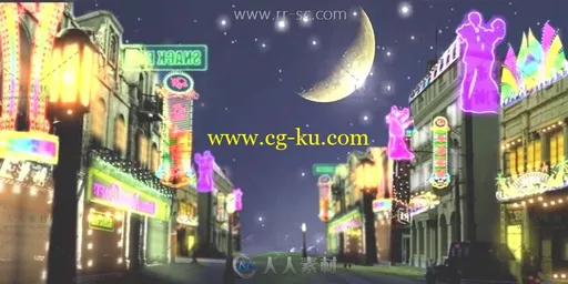 繁华夜上海霓虹灯闪烁不夜城舞台背景视频素材的图片2