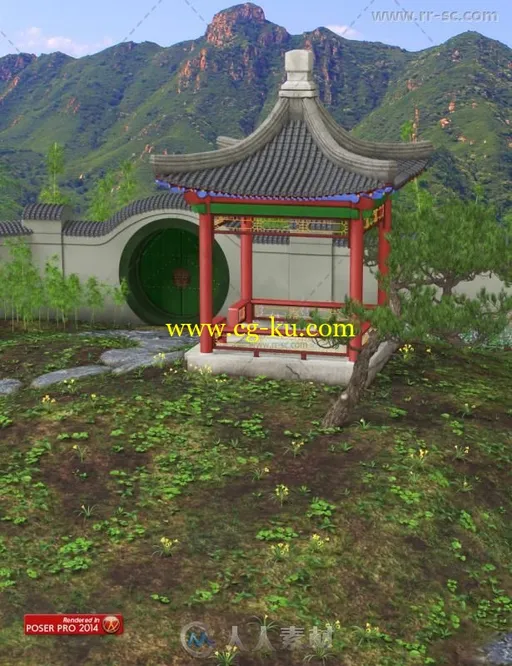 中国传统的花园凉亭场景环境3D模型合辑的图片5