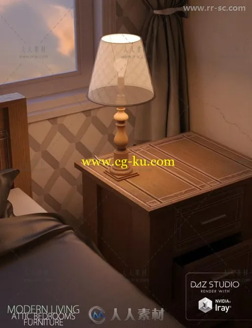 现代美丽的阁楼生活卧室家具3D模型合辑的图片12