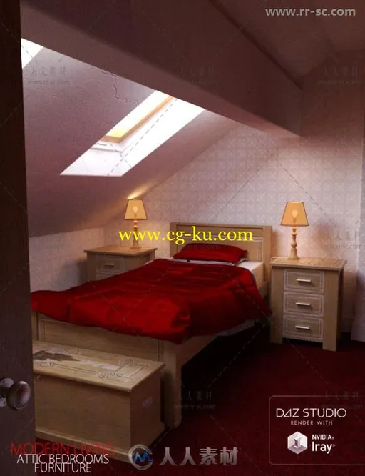 现代美丽的阁楼生活卧室家具3D模型合辑的图片16