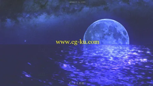蔚蓝星空明月流水唯美芭蕾舞台背景视频素材的图片1