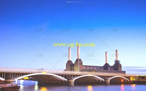 城市江面高架桥美景高清实拍延时视频素材的图片1